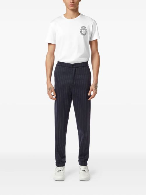 Pantaloni bleumarin în dungi