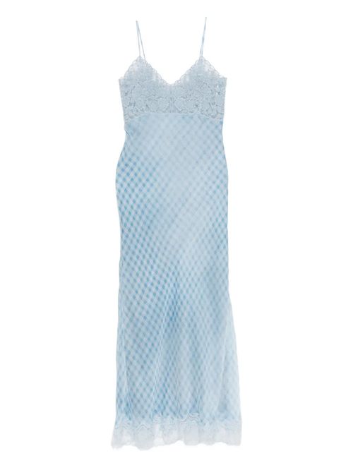 Rochie bleu maxi cu broderie