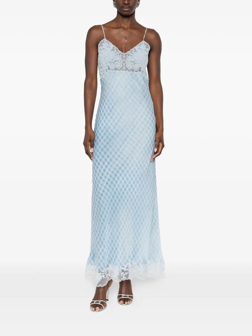 Rochie bleu maxi cu broderie