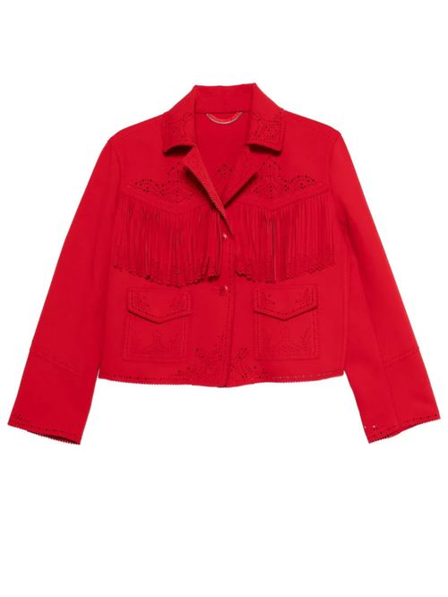 Jachetă roșie cu franjuri