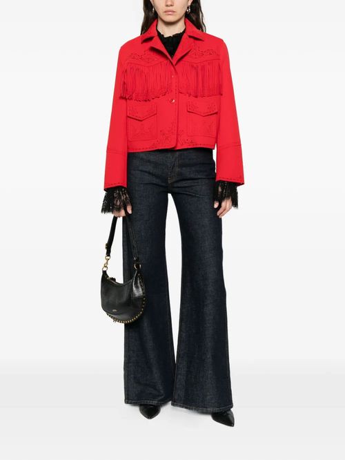 Jachetă roșie cu franjuri