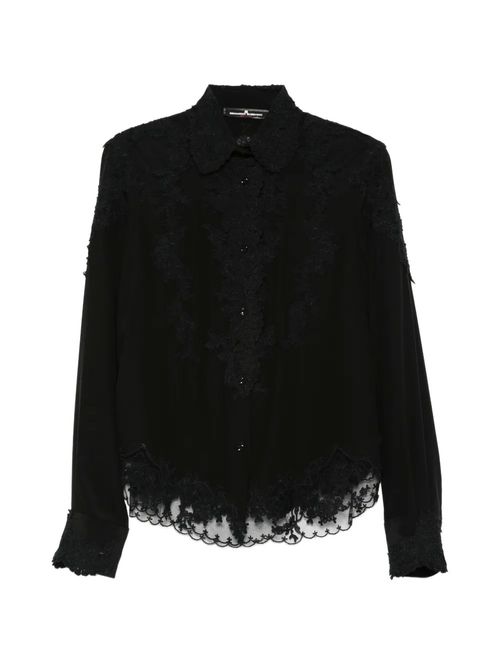 Cămașă neagră elegantă cu dantelă