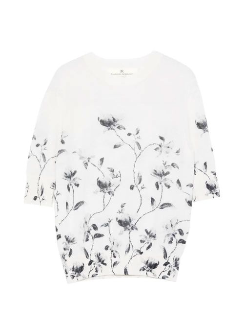 Pulover alb cu model floral