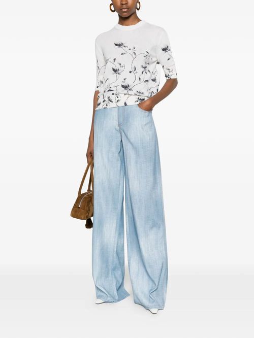 Pulover alb cu model floral