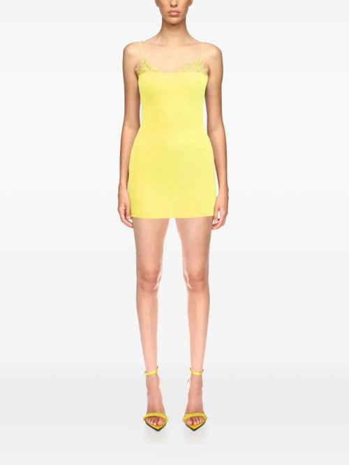 Rochie galbenă aplicații dantelă