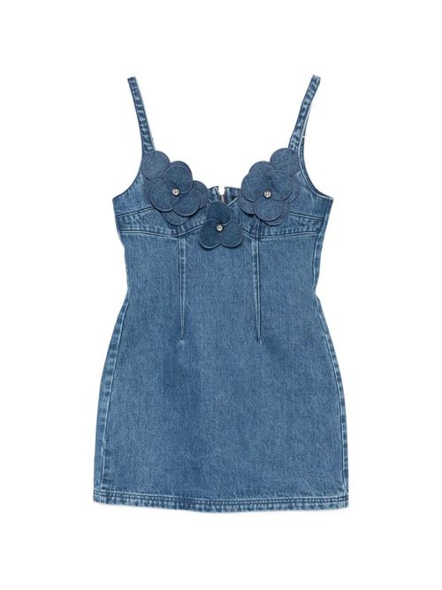 Rochie denim cu flori aplicate