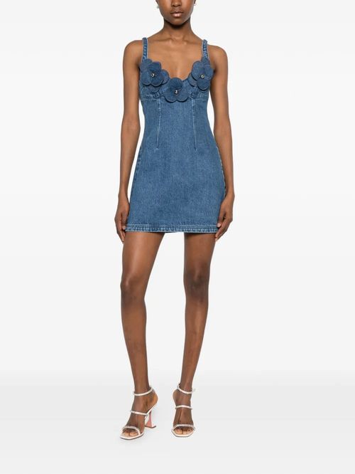 Rochie denim cu flori aplicate