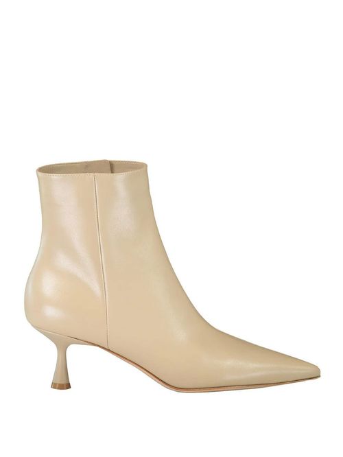 Botine din piele bej 55mm