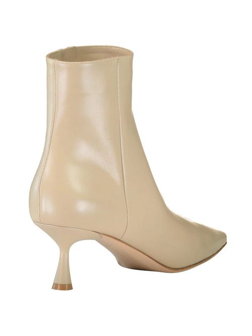 Botine din piele bej 55mm