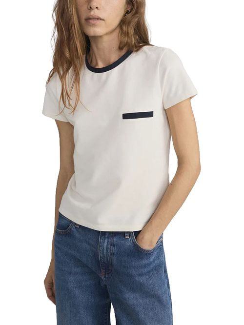 Tricou bej cu detaliu buzunar