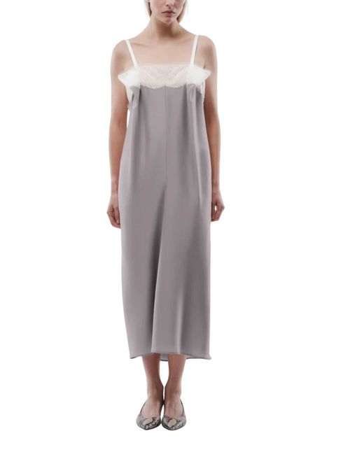Rochie gri din mătase