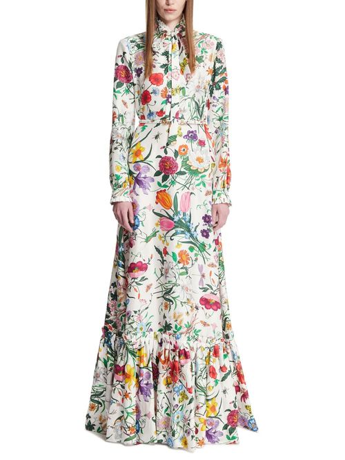 Rochie lungă cu imprimeu floral