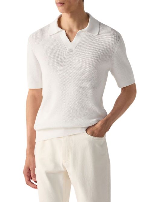 Tricou polo alb din bumbac