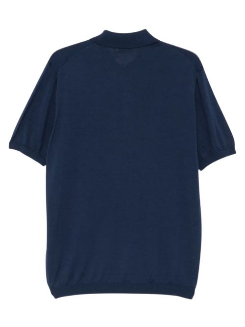 Tricou polo albastru mătase