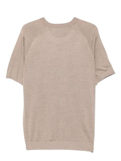 Tricou bej mătase și cașmir