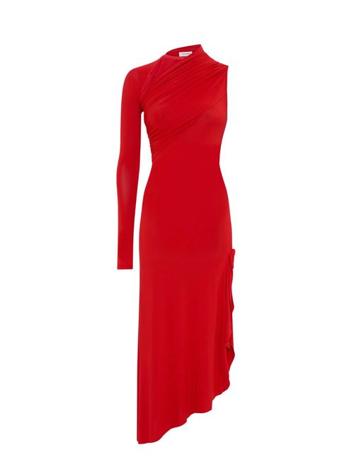 Rochie midi roșie asimetrică