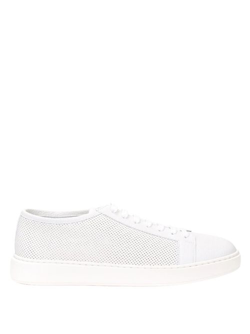 Pantofi sport albi piele perforată