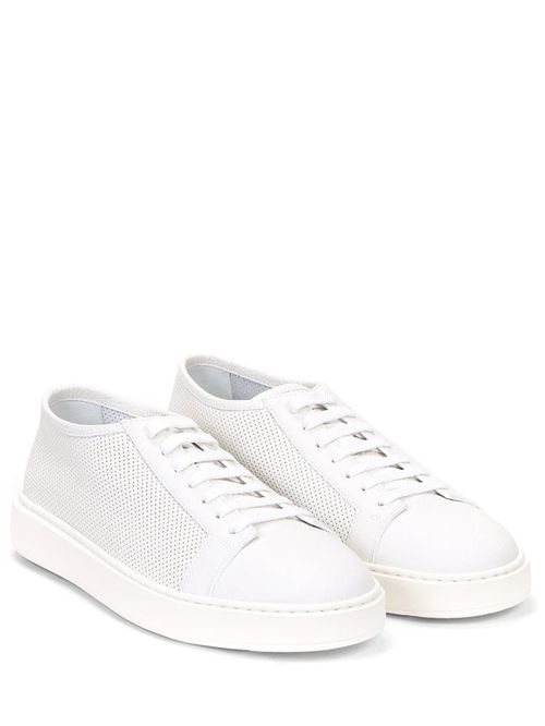 Pantofi sport albi piele perforată