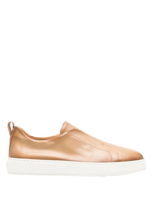 Pantofi slip-on bej piele