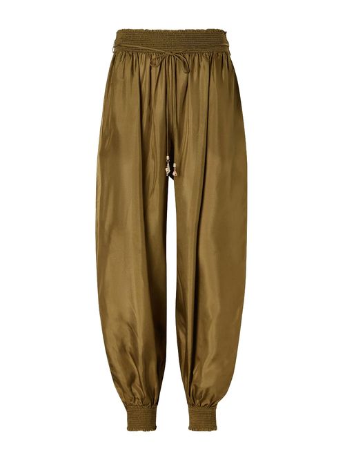 Pantaloni Harem verzi mătase