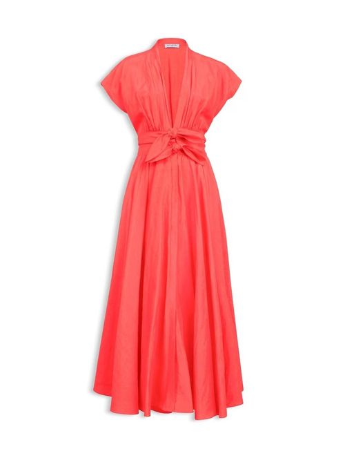 Rochie din in cu fundă