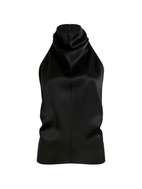 Top Rone negru din satin