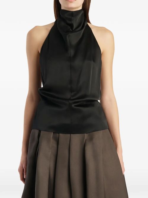 Top Rone negru din satin
