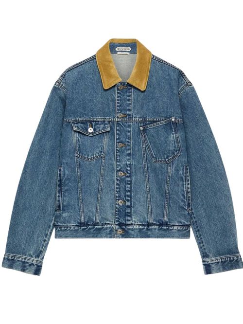 Jachetă denim cu guler de catifea