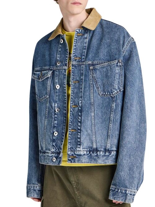 Jachetă denim cu guler de catifea