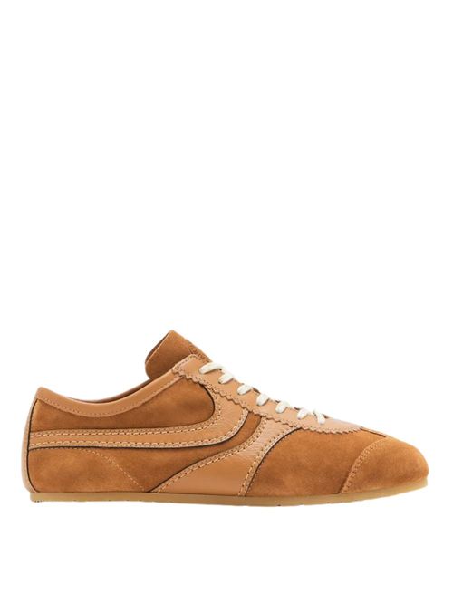 Pantofi sport bej din piele întoarsă