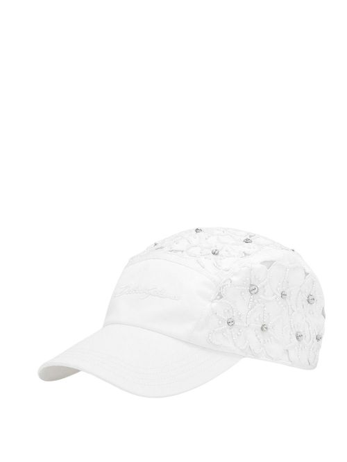 Șapcă albă cu broderie florală