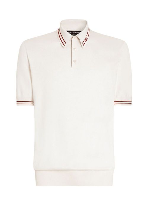 Tricou polo alb cu detalii roșii
