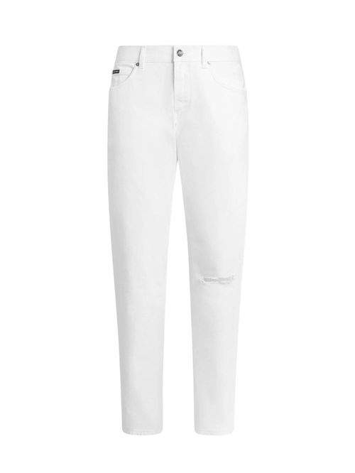 Pantaloni albi din denim