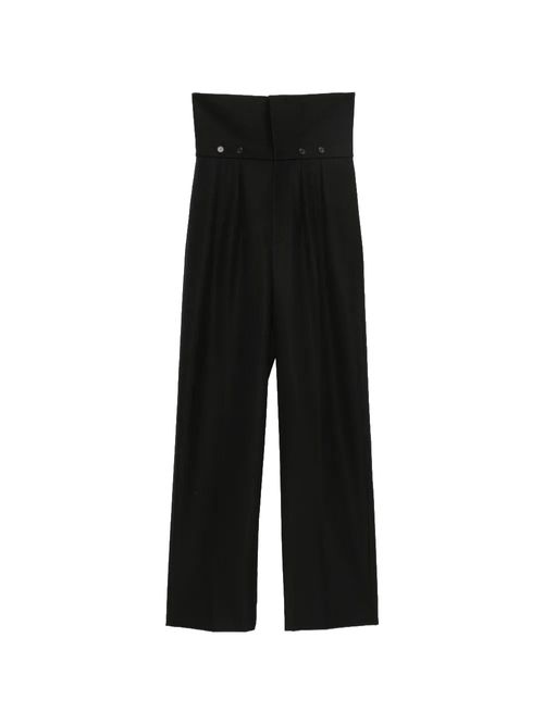 Pantaloni Orchid negri talie înaltă