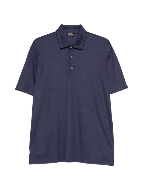 Tricou polo bleumarin lână