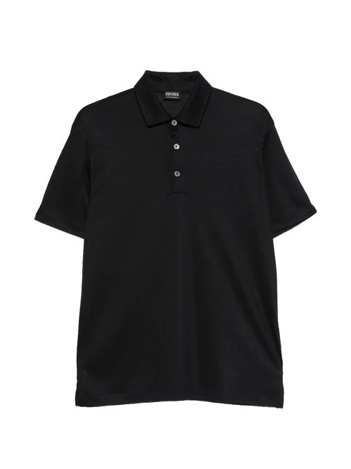 Tricou polo negru din lână