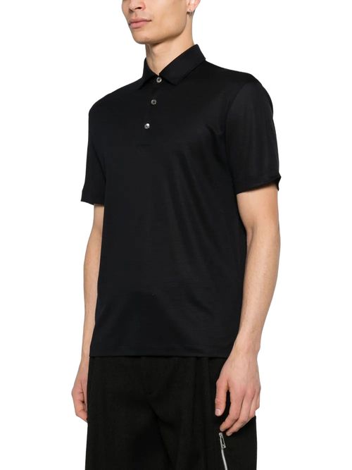 Tricou polo negru din lână