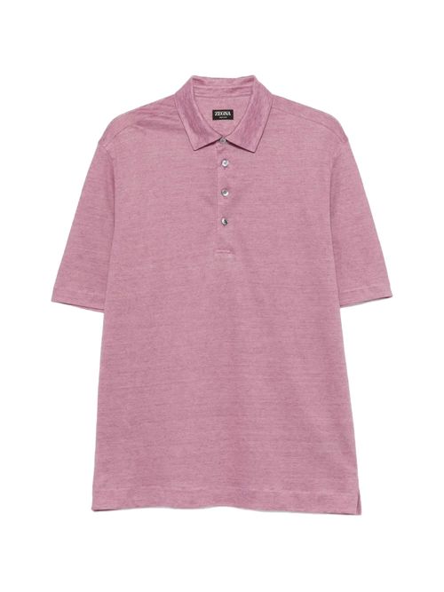 Tricou polo roz din in
