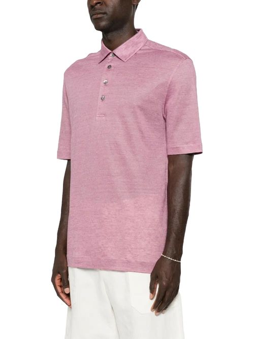 Tricou polo roz din in