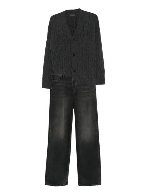 Salopetă neagră denim cu pulover