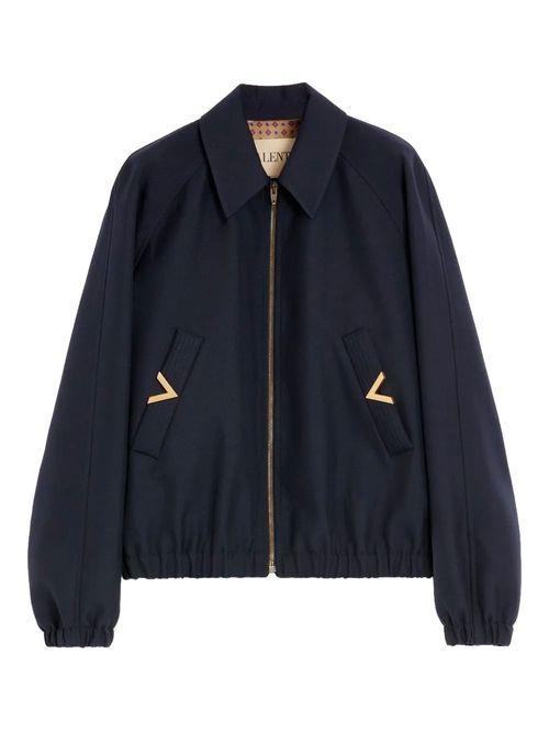 Jachetă bleumarin cu buzunare V