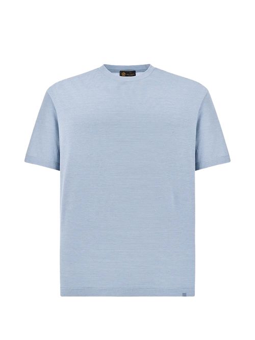 Tricou bleu bumbac cu mătase