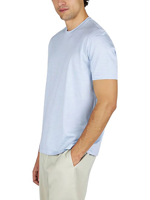 Tricou bleu bumbac cu mătase