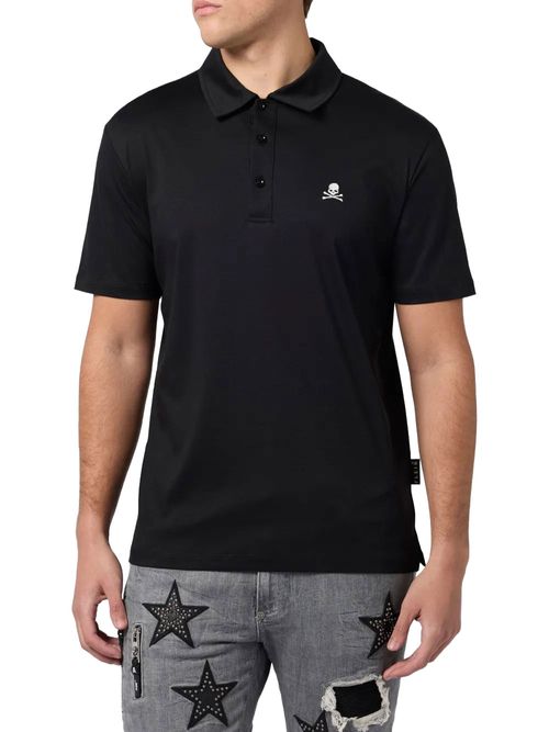 Tricou polo negru cu logo
