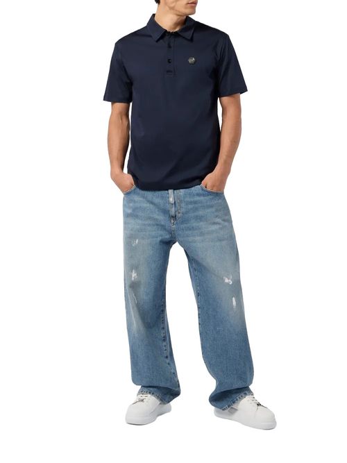 Tricou polo bleumarin cu logo