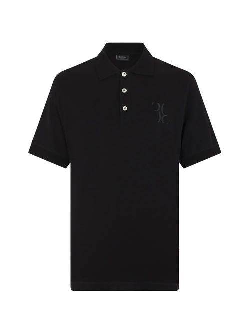 Tricou polo negru cu logo