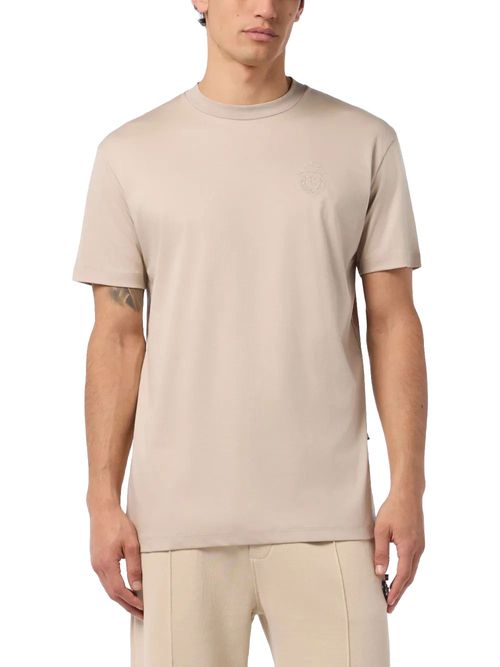 Tricou bej cu logo brodat