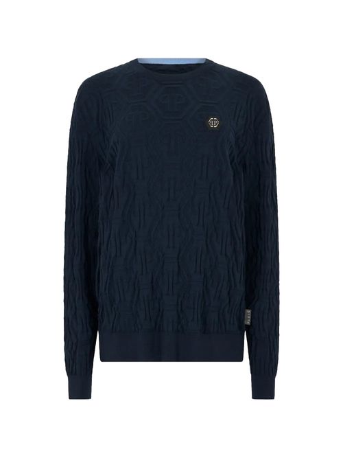 Pulover bleumarin cu logo