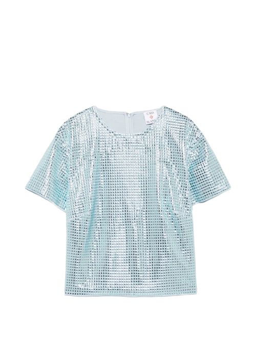 Tricou albastru cu aplicații