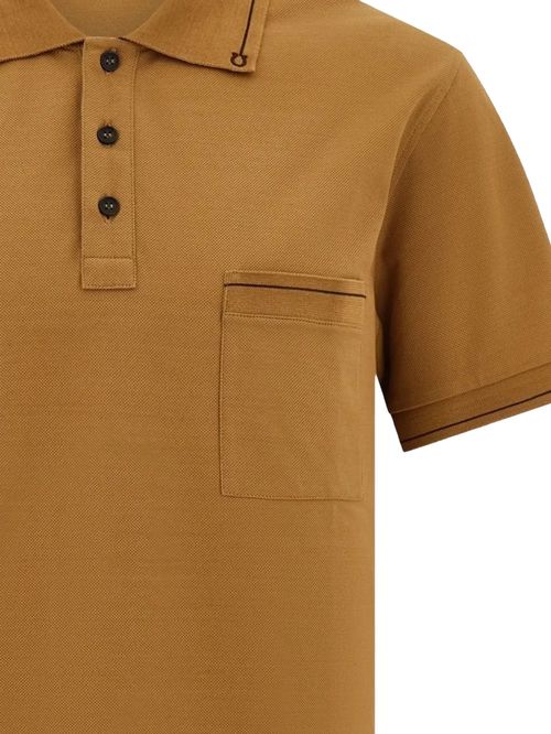 Tricou polo maro cu buzunar